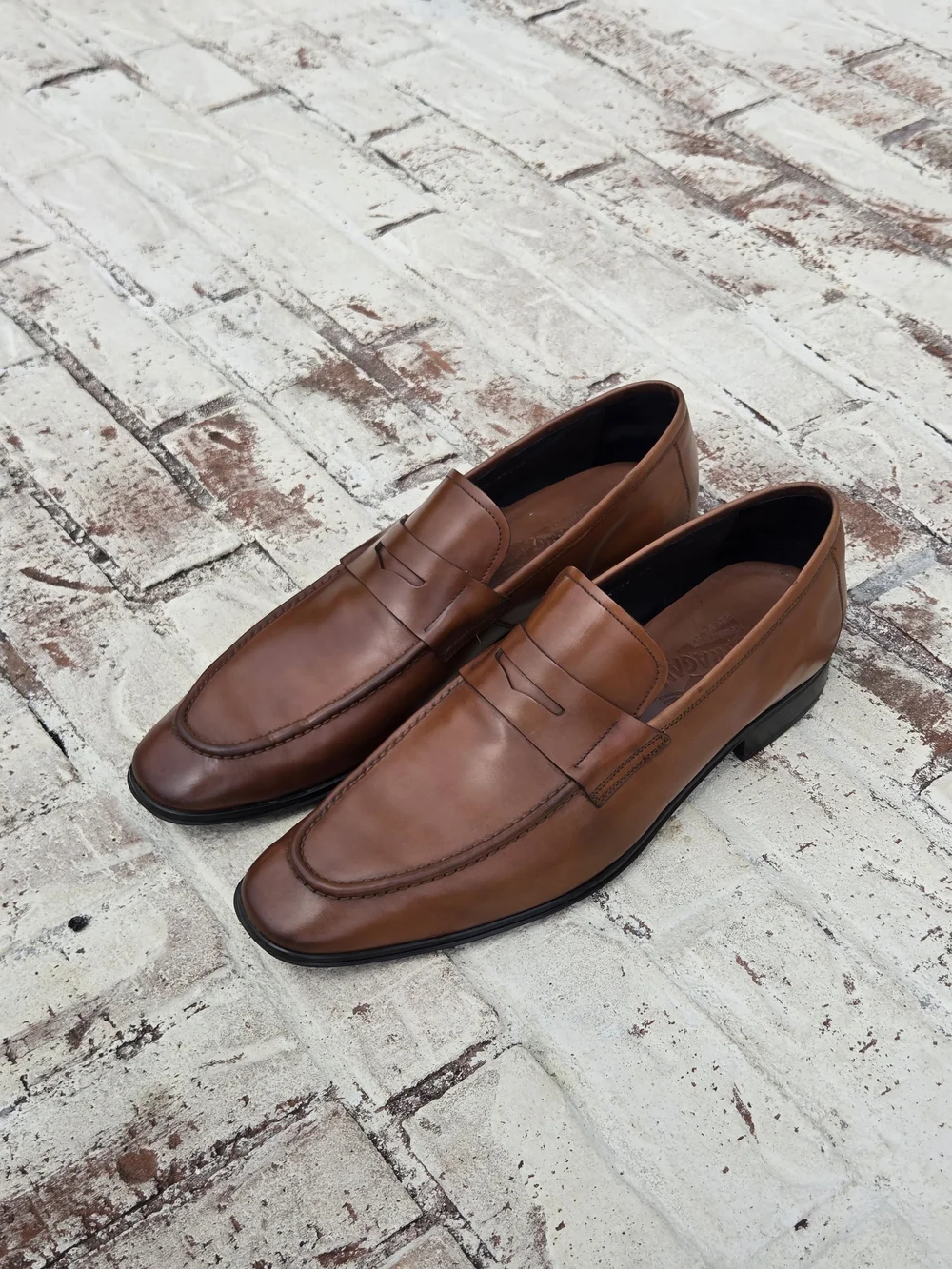Salvatore Ferragamo Tan Leather Penny Loafers